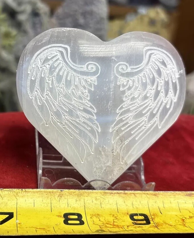2 1/2 Inch Selenite Heart Angel Wings