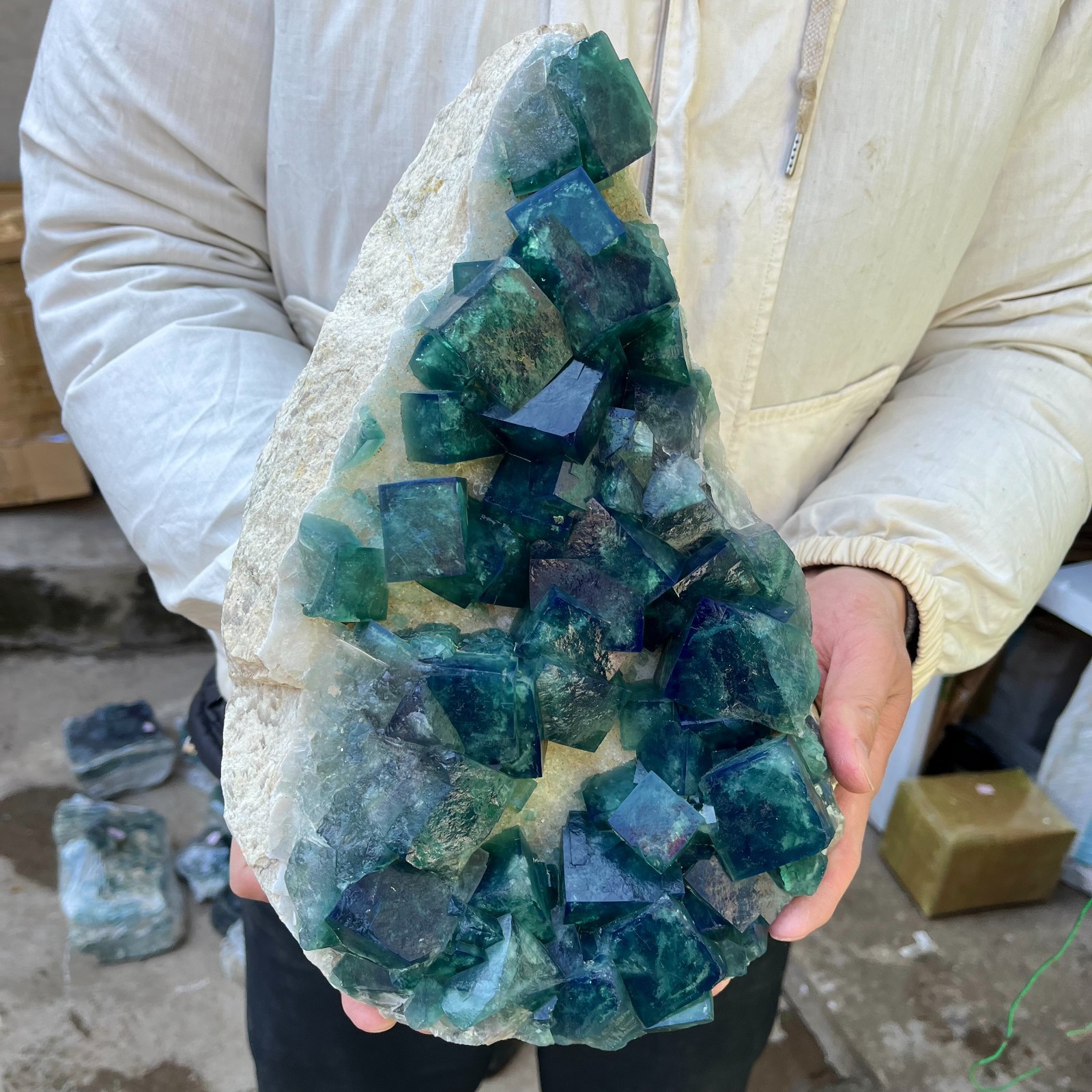 27.8lb Natural cubic green fluorite crystal clusters rough specimen Madagascar