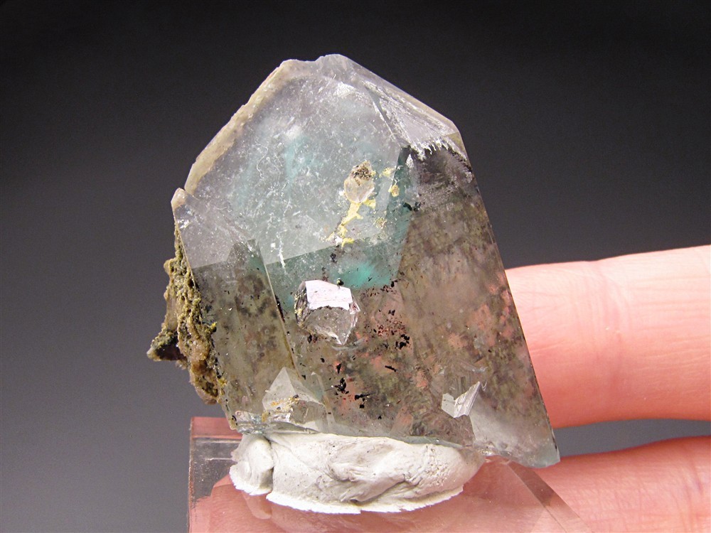 Pale Blue Ajoite in Quartz Crystals, Messina Mine, South Africa