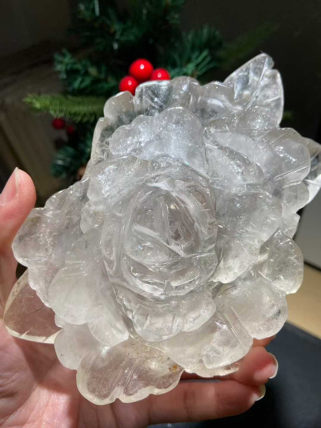 1pc Natural White Quartz Carved Flower Skull Crystal Reiki Healing Decor Gift