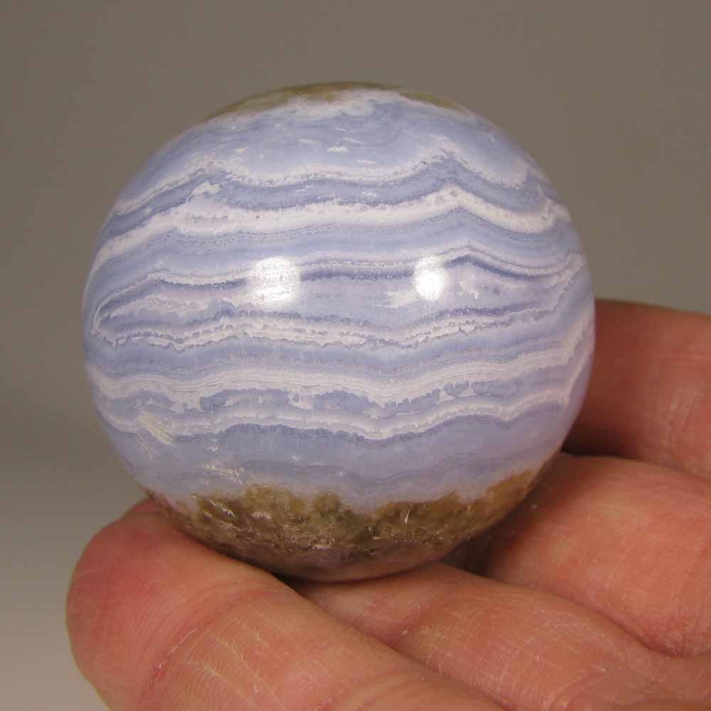 45mm BLUE LACE AGATE Polished Gemstone Sphere Ball w/ Stand – Namibia