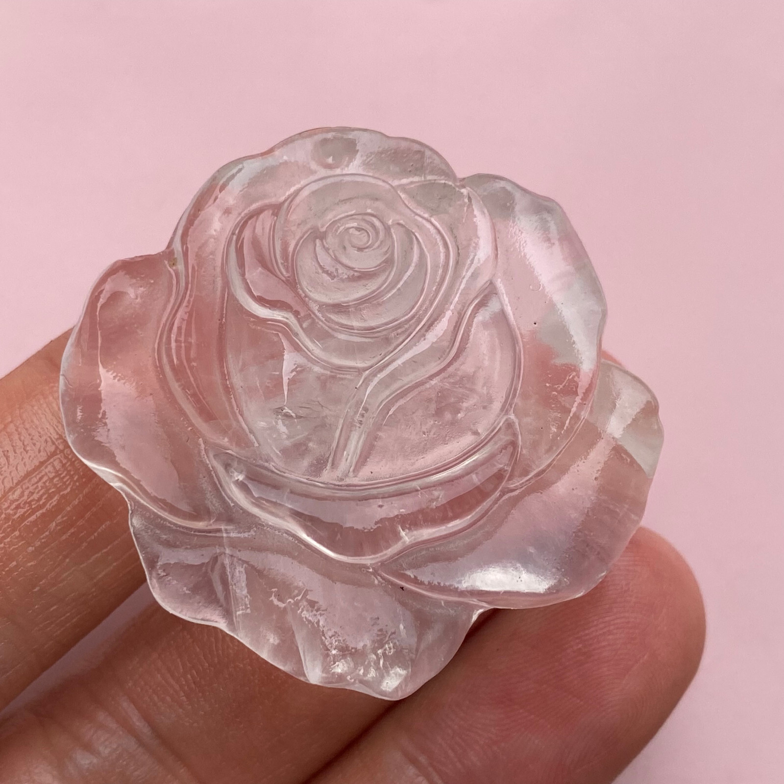 Natural clear quartz roses flowers skull hand carved reiki Healing 1pc