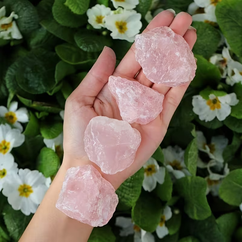Rose Quartz Raw Stone, Natural Pink Gemstone Mineral Specimens, Rough Raw Stones