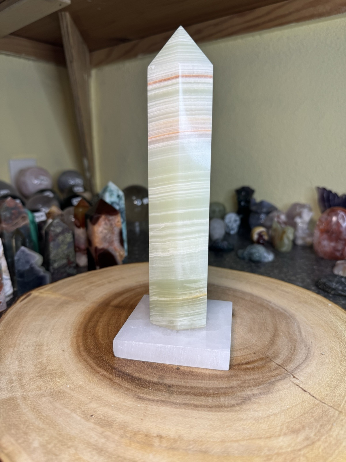 Green Banded Calcite Statement Tower