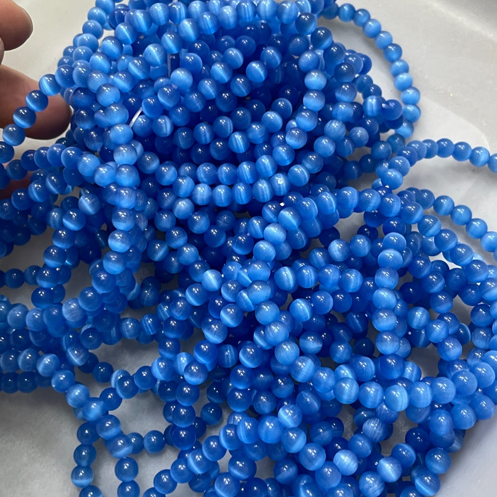 10pcs Glass Cat Eye Beads Round Beads 6mm Bracelet decor 7.5″