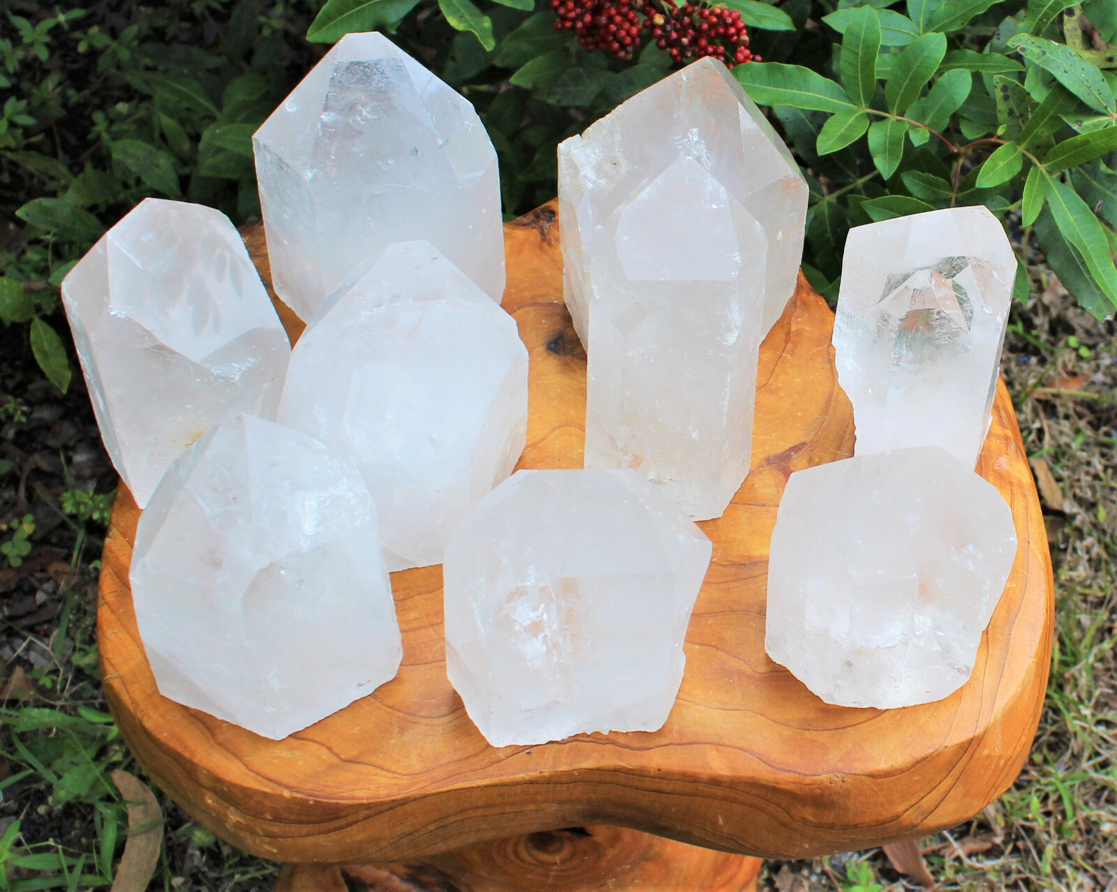 LARGE Clear Quartz Crystal Point with Cut Base – Free Standing Crystal Points