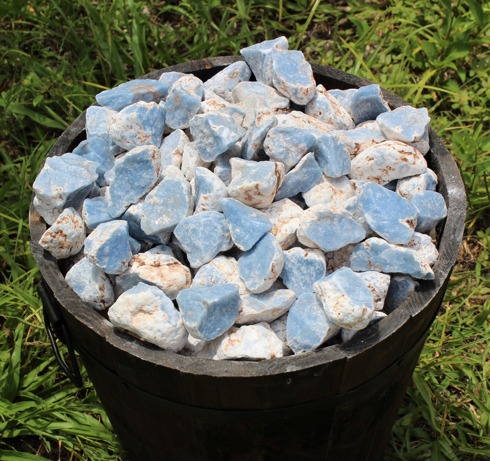 Bulk Lot 3 Pieces Rough Natural Angelite Crystals (About 4 – 6 oz)