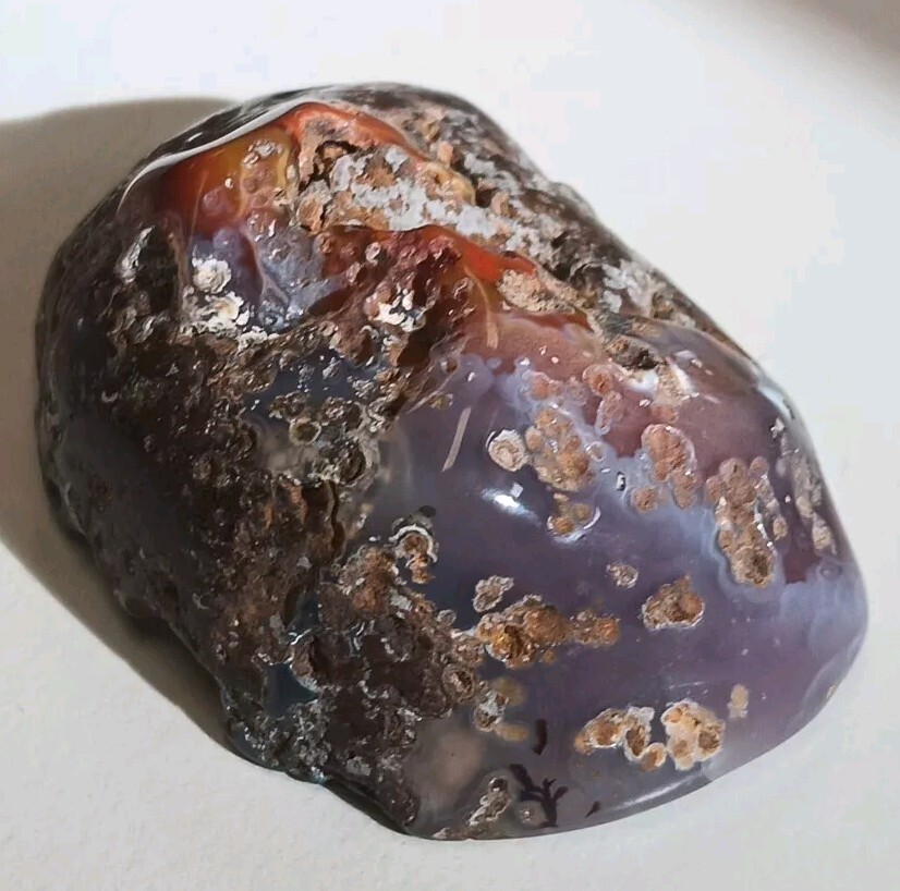 2 Matching Condor Agate Nodule Halves Glass Polish Blue/Grey Red Yellow Bands A+