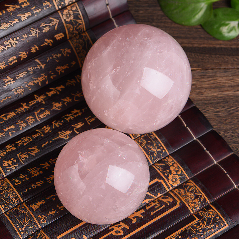 40MM Natural Rose Quartz Crystals Gemstone Reiki Healing Stone Sphere Ball Globe