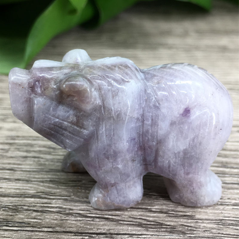 Natural Dreamy Amethyst Quartz Crystal Carved Polar Bear Healing Animal Statue