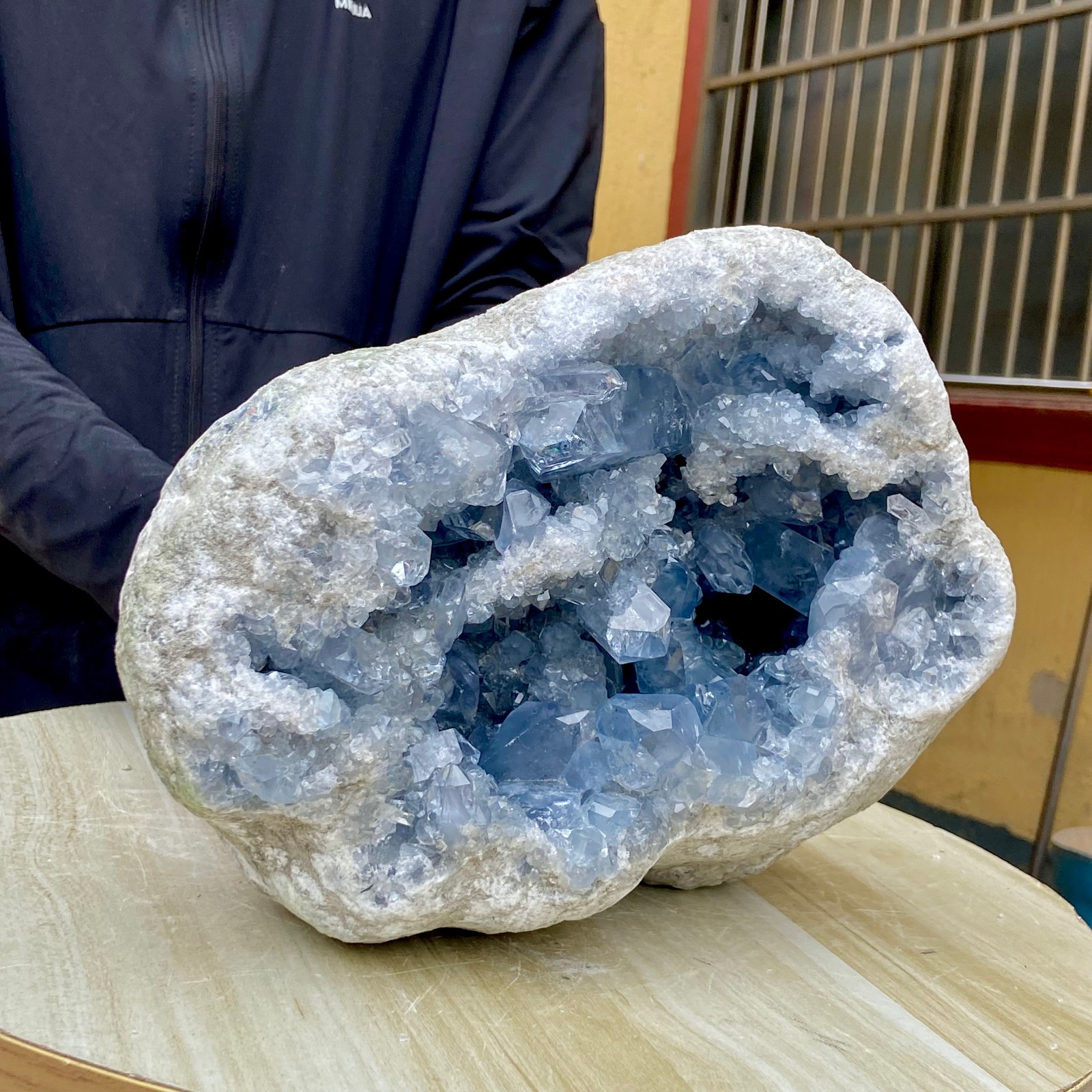 25.35LB Natural Beautiful Blue Celestite Crystal Geode Cave Mineral Specimen