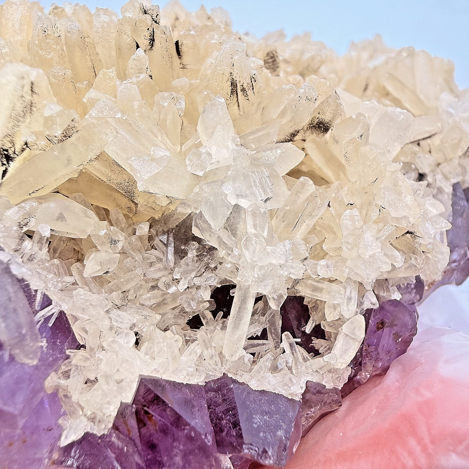 Rare Purple Amethyst Yellow Calcite Cluster Brazil 4.8″ Display