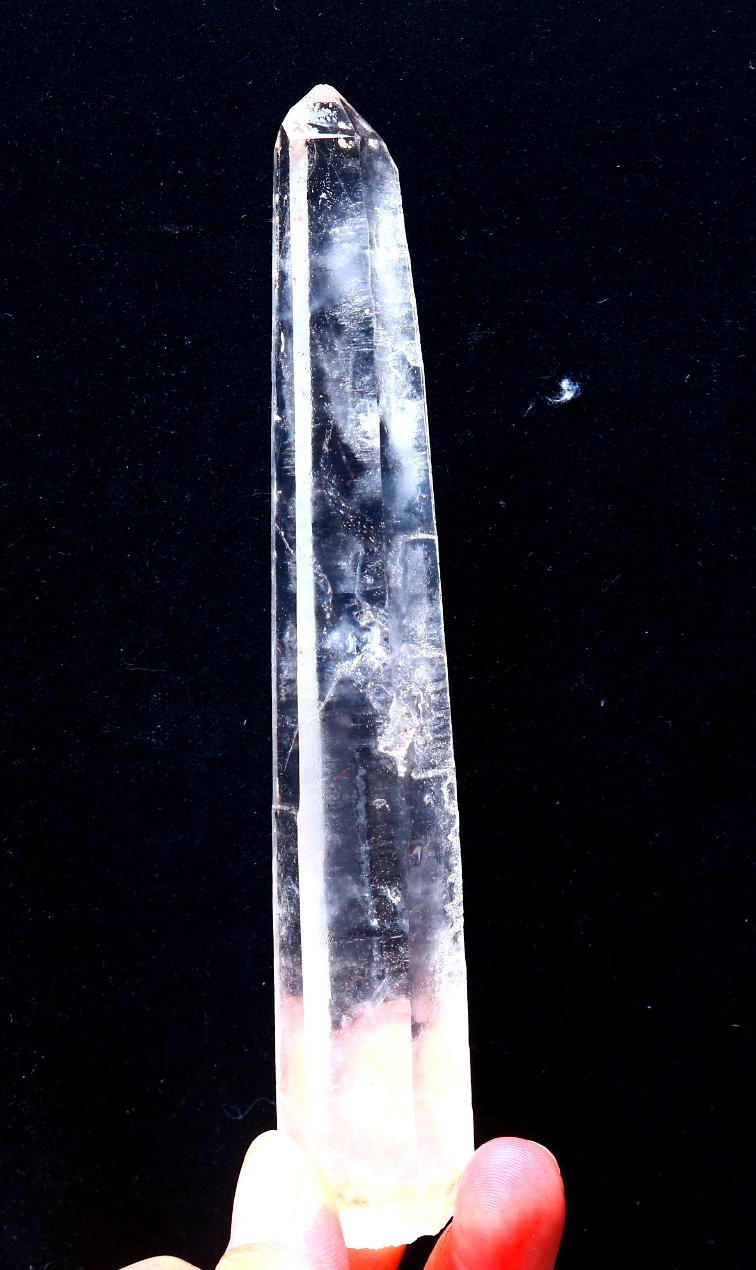 Natural transparent “blue needle pyramid” crystal iron ore mineral specimen