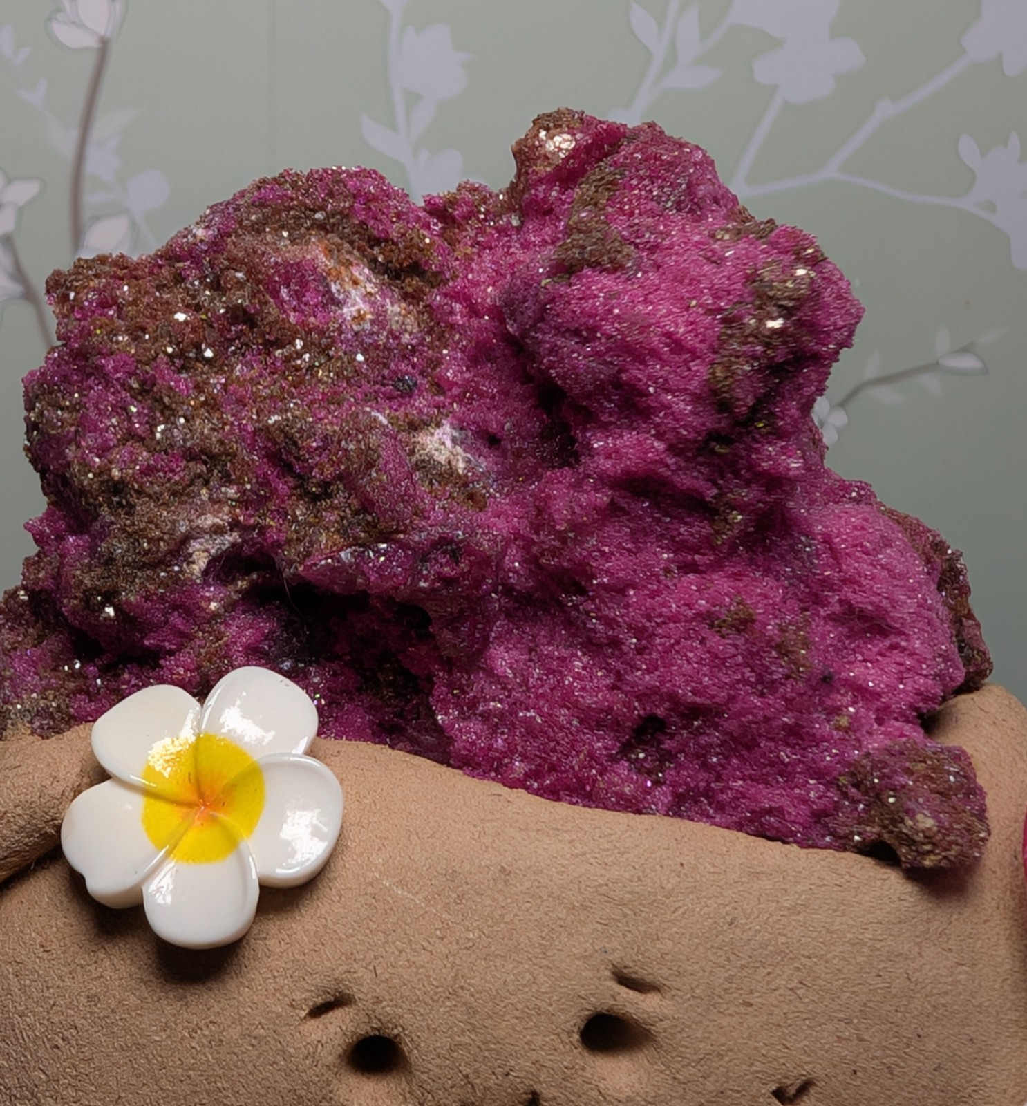 Raw Red Corundum Mineral Natural Ruby Specimen with Clay Figure Gift Collectors