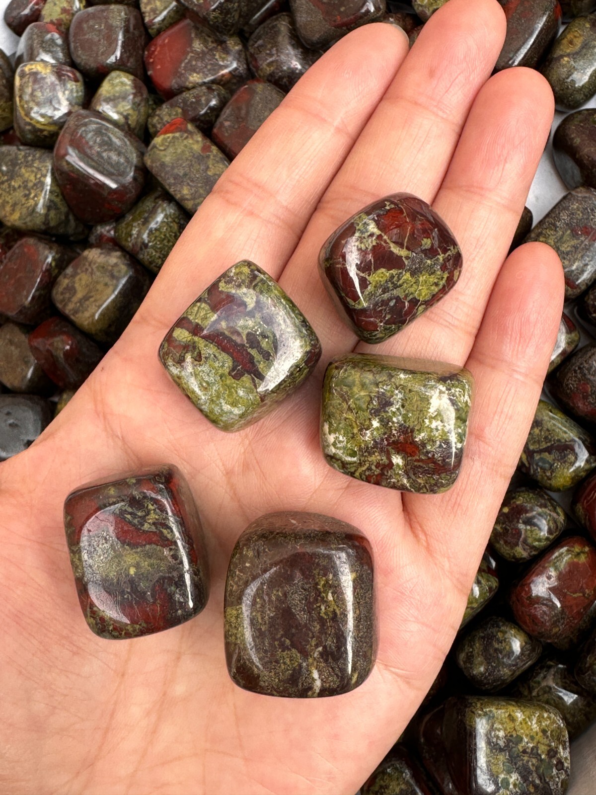 Grade A++Dragon Blood Jasper Tumbled Stones 0.75-1.25″, Wholesale Bulk Lot