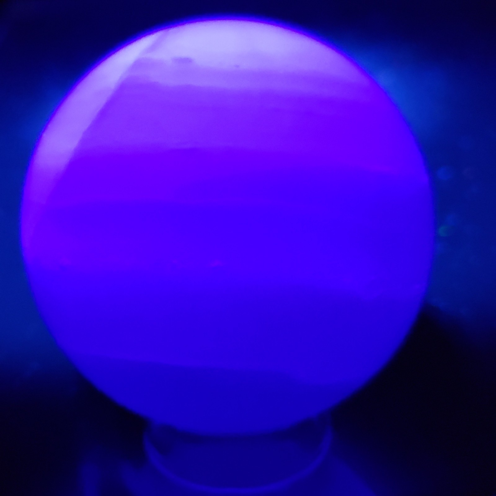 2.45″ Yttrium Lavender Fluorite Sphere Enhydro Sphere Orb Ball UV, 401g or 14 oz