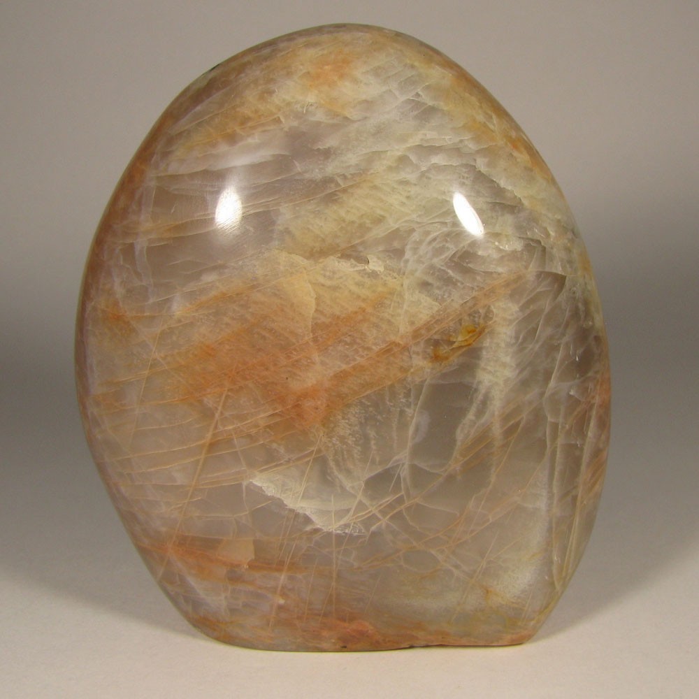 4.1″ PEACH MOONSTONE Gemstone Polished Freeform Standup – Madagascar – 1.6 lbs.
