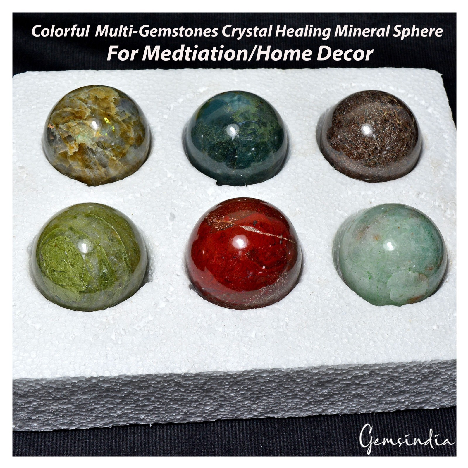 1.52 Kilo Natural Multi Gemstone Healing Crystal Mineral Gems Sphere With Stand