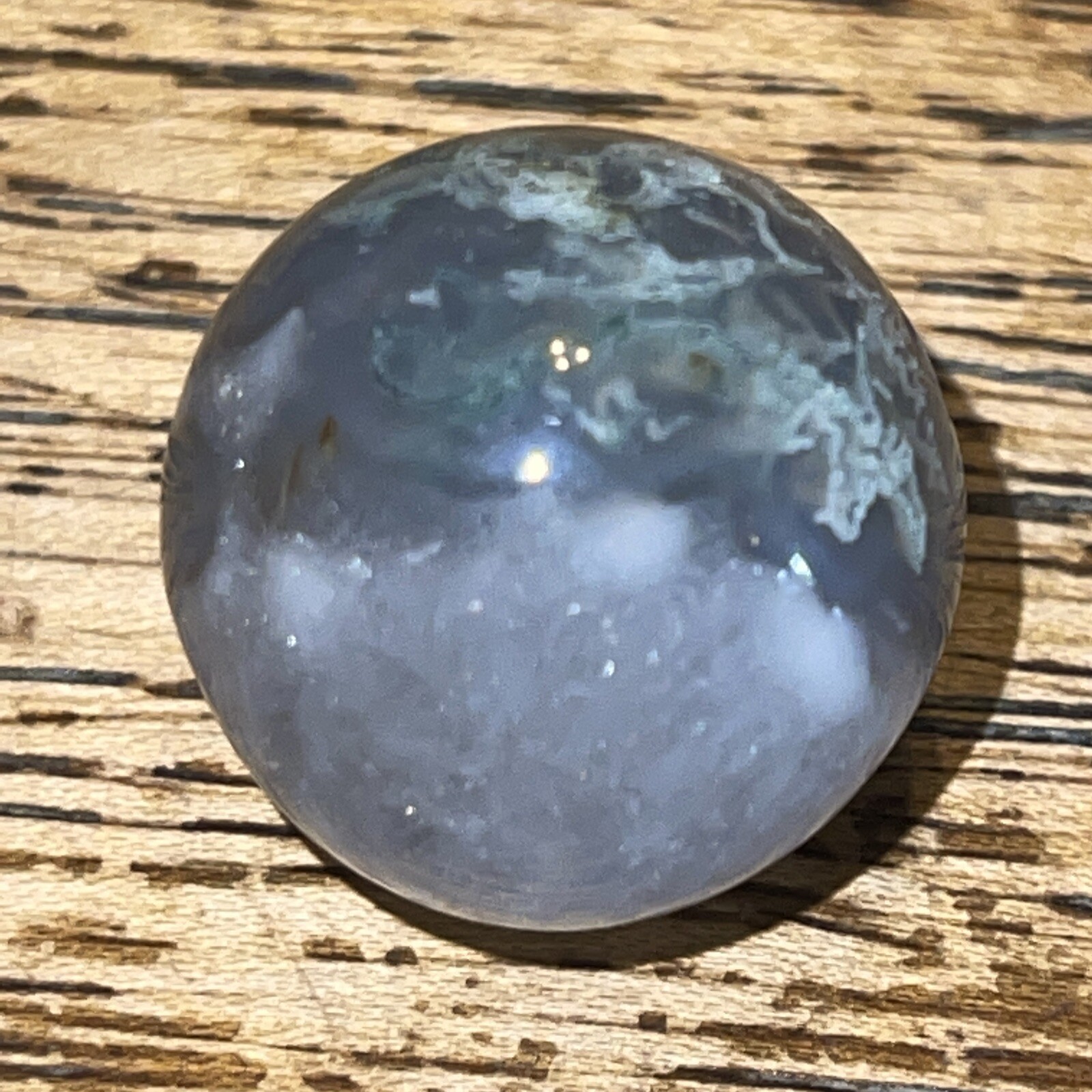 Moss Agate Sphere Ball Orb Marble 20.7mm, 16g