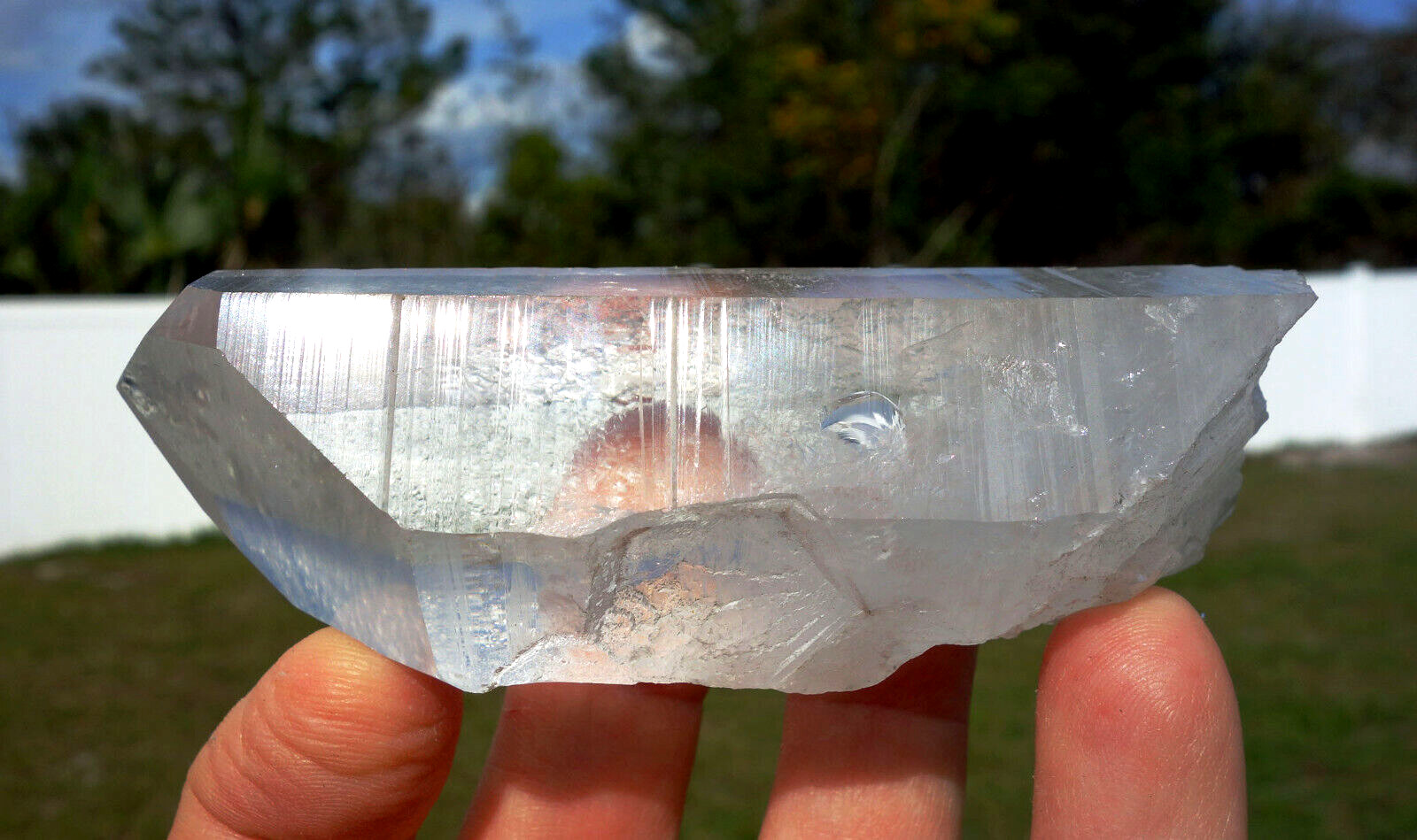Rare OLD SOUL LEMURIAN QUARTZ Clear Crystal Point with Cool Large Indented KEYS