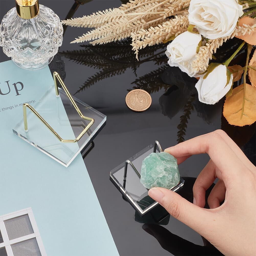 4pcs Acrylic Display Stand Easel Rack Mineral Crystal Specimens Holder Support