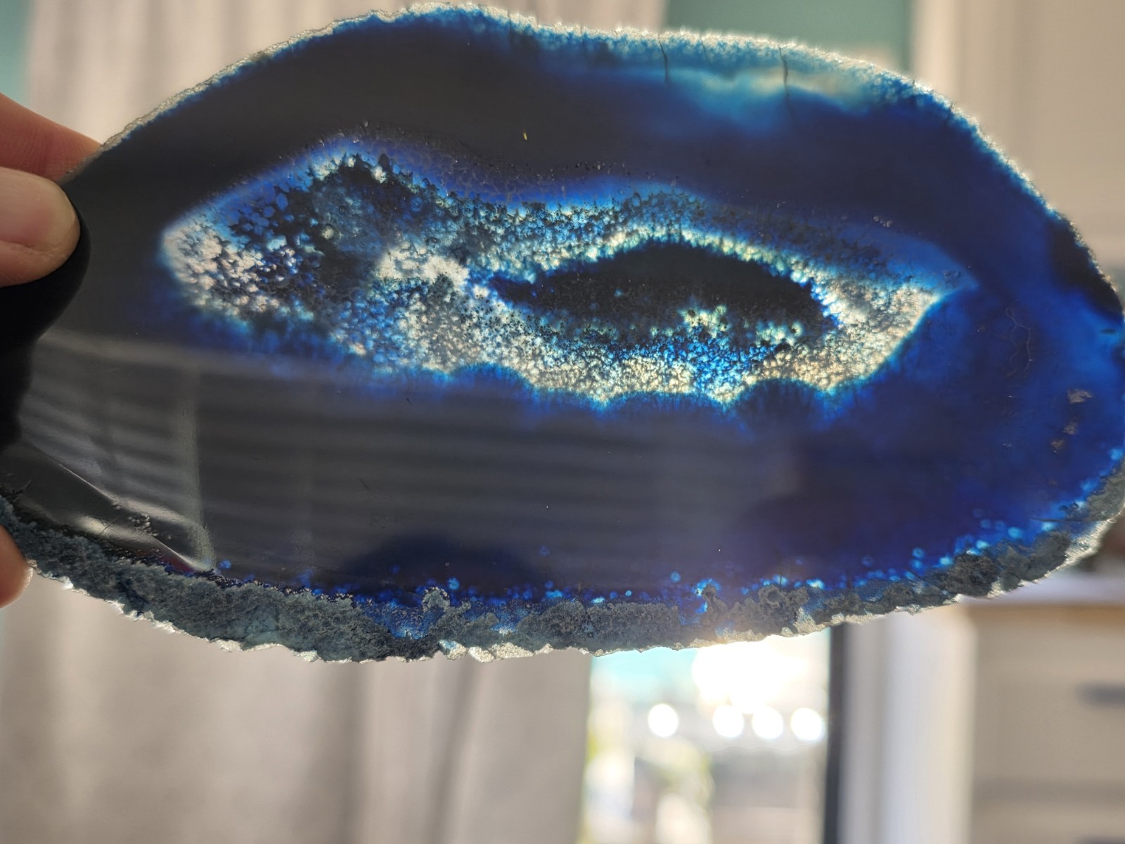 Blue Tone Agate Geode Slab Slice Quartz Polished 6 in