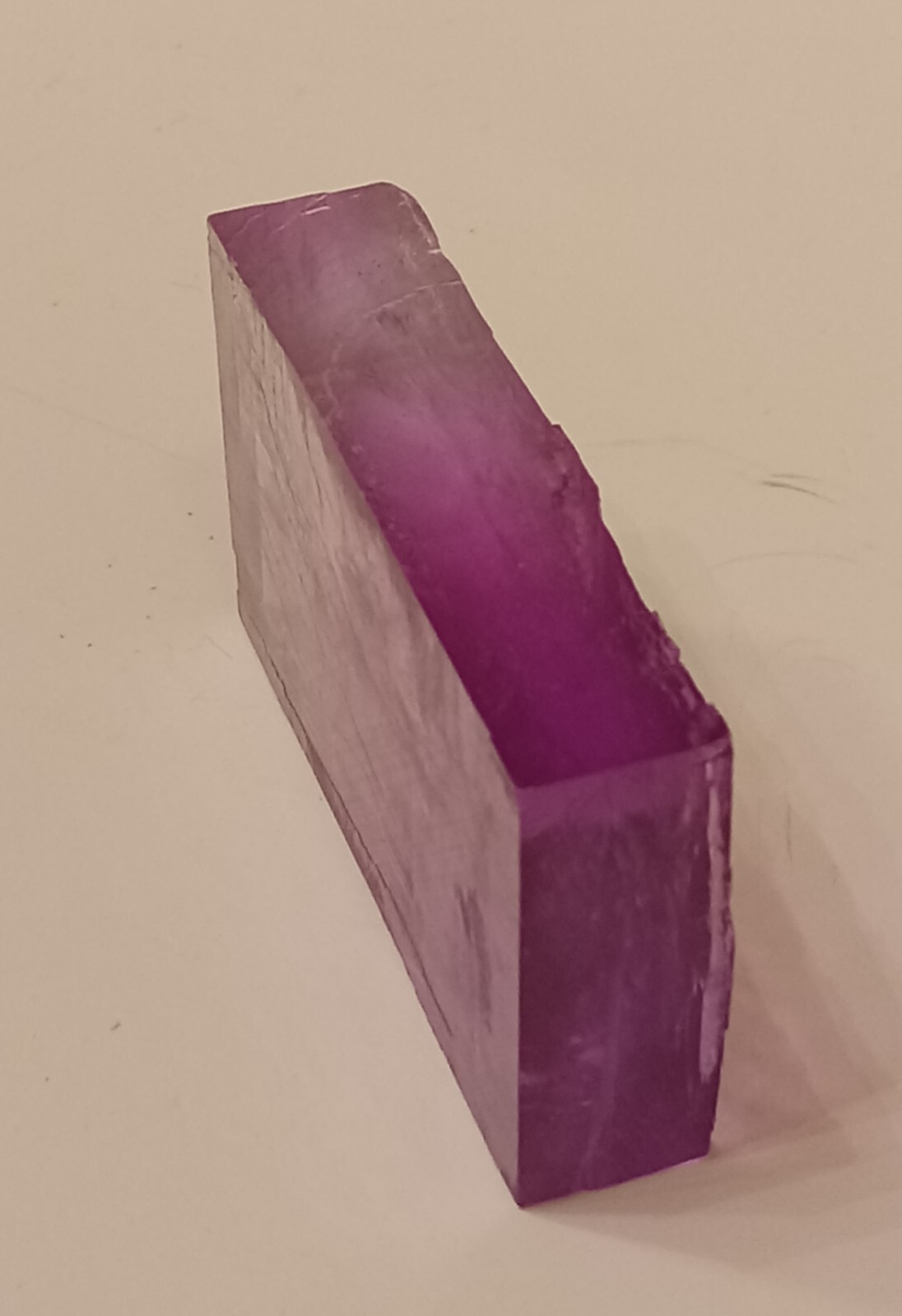 PURPLE HALITE CRYSTAL. Rectangle Shape. Transparent & Clear. 22 grams. 110 ct.