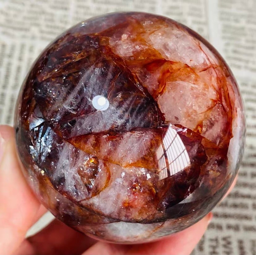 422g Natural Red Gum Flower Ball Crystal Sphere Specimen Energy Healing Reiki