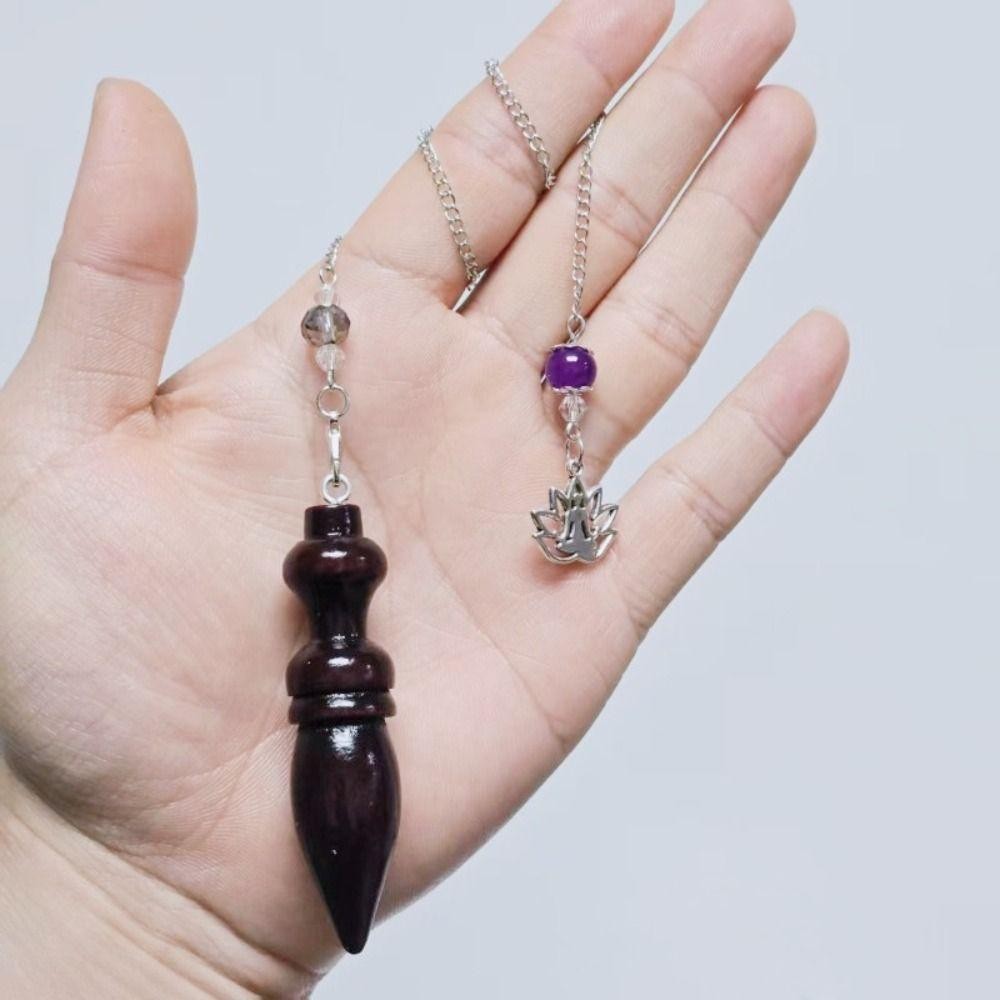 Wooden Pendulum Dowsing Chain Round Cone Amulet Reiki Spiritual Pendula Wicca
