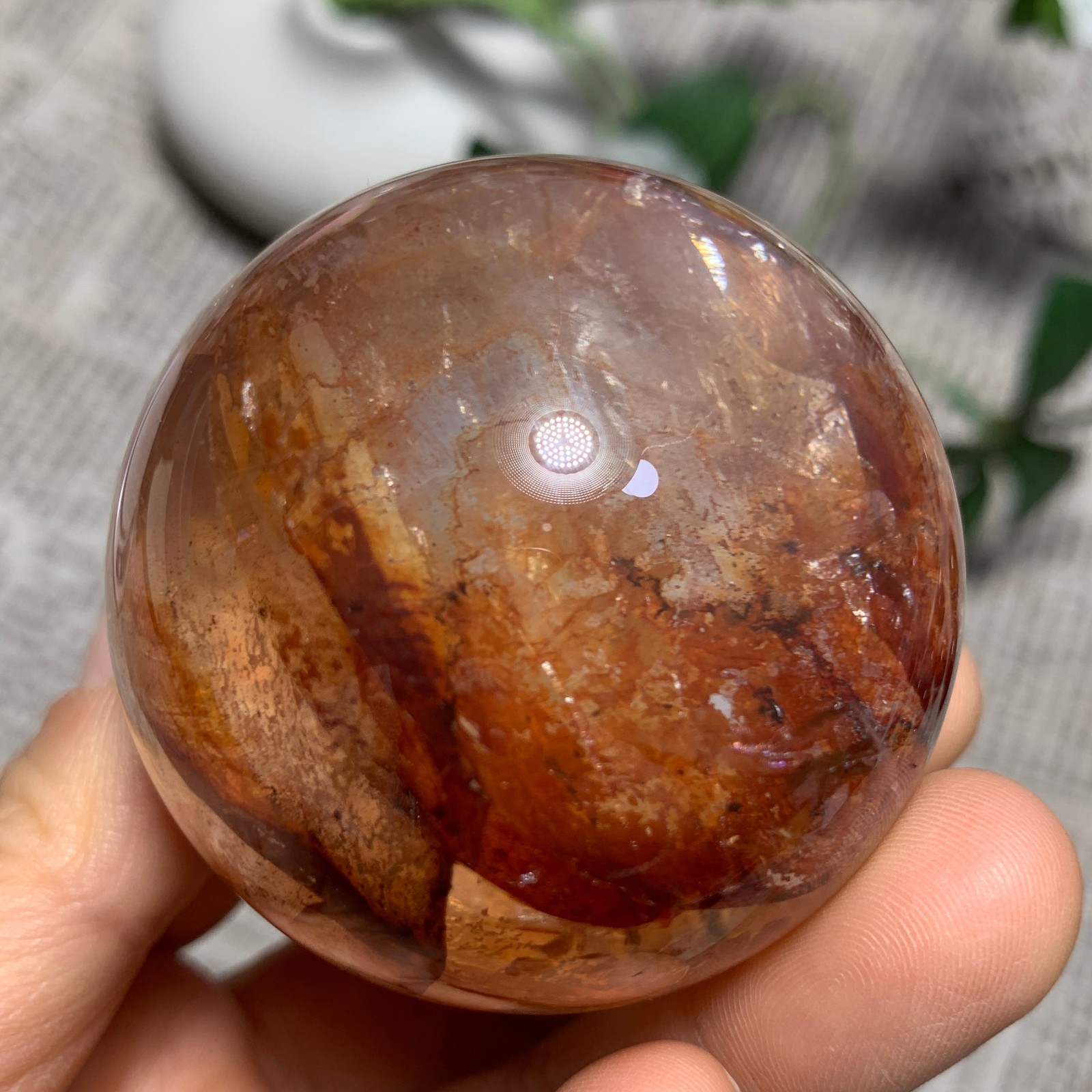 216G Natural Red Gum Flower Ball Crystal Sphere Specimen Energy Healing Reiki