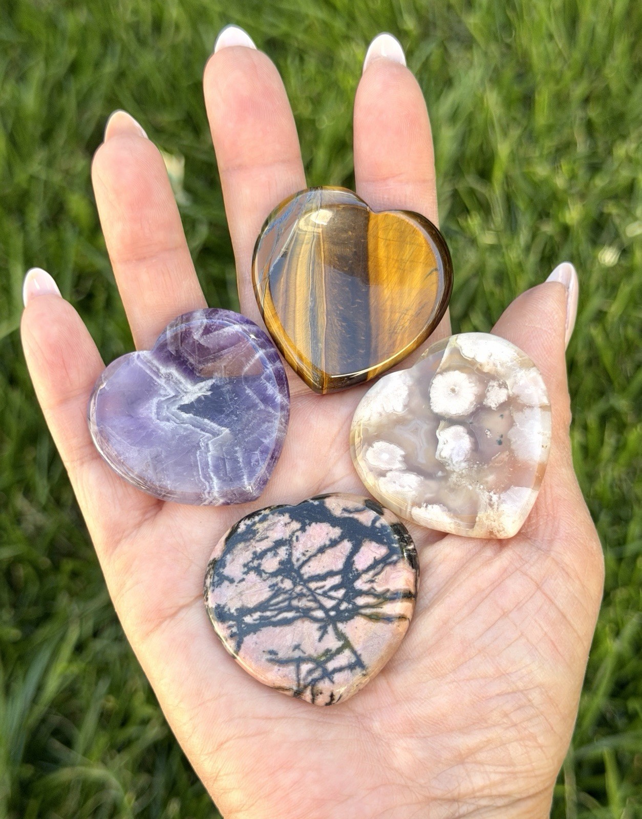 Wholesale 11 PCs 1.5” Natural Crystal Heart Shaped Worry Stone Healing Energy