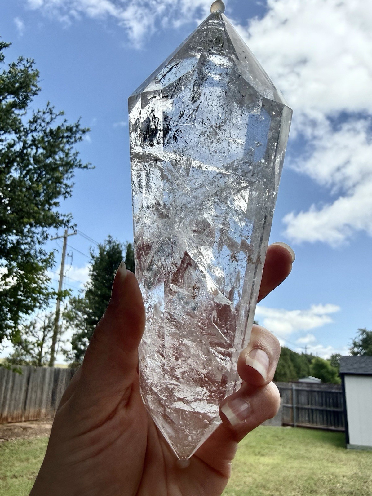 HQ Large Brazil Clear Quartz DT Vogel Double Terminated 1lb 3oz 7 1/2In Crystal