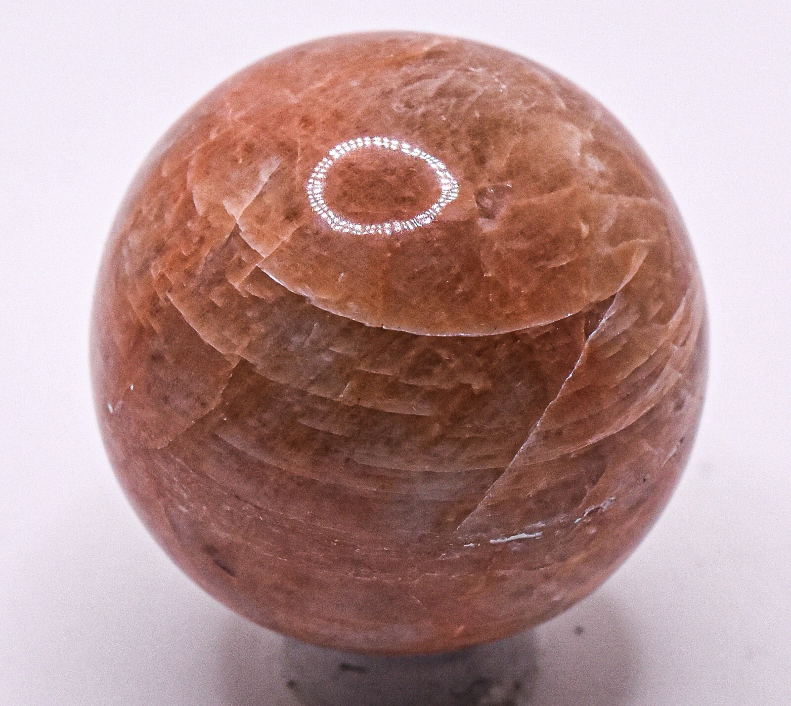 36mm 60g Peach Moonstone w/ Quartz Sphere Polished Gemstone Mineral Ball – India