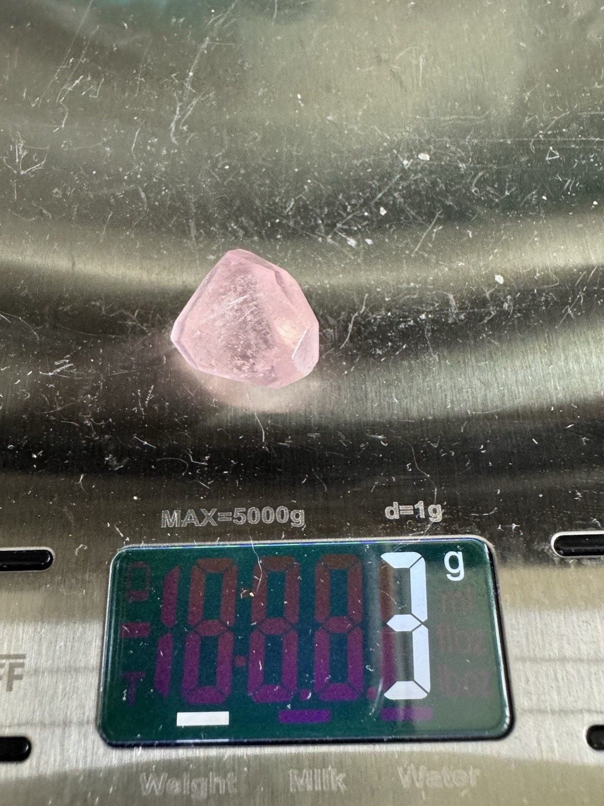 Polished Morganite From Brazil – 3 Grams, Comes On Acrylic Stand.