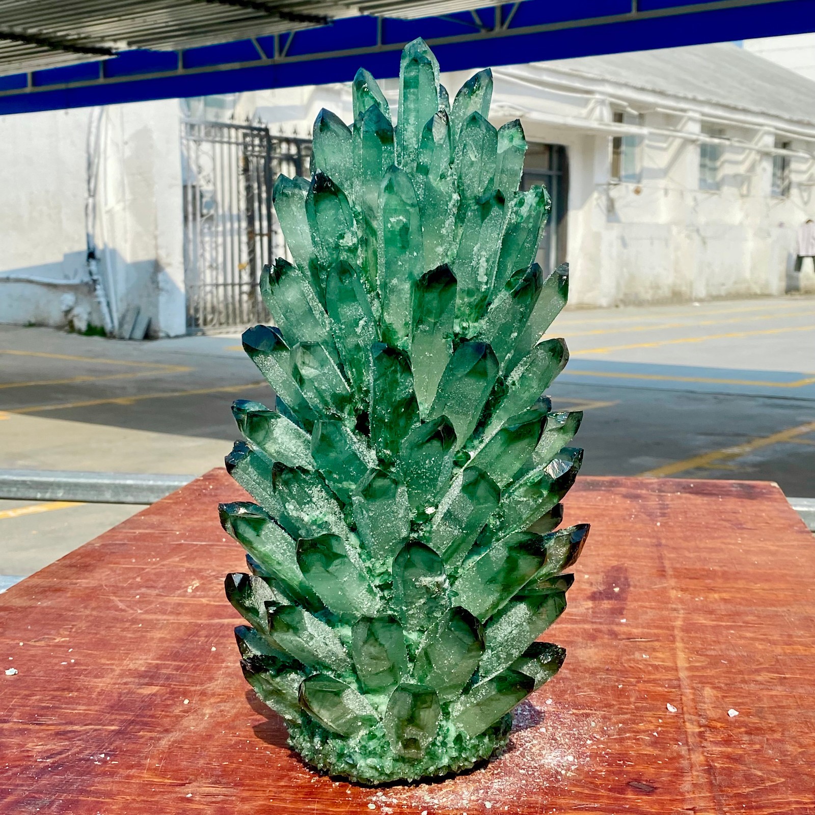 19.8LB Newly discovered green phantom quartz crystal cluster minerals
