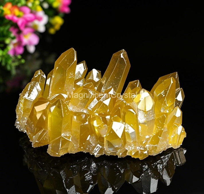 Natural Citrine Cluster Aura Crystal Cluster Mineral Specimen Decor Healing Gift