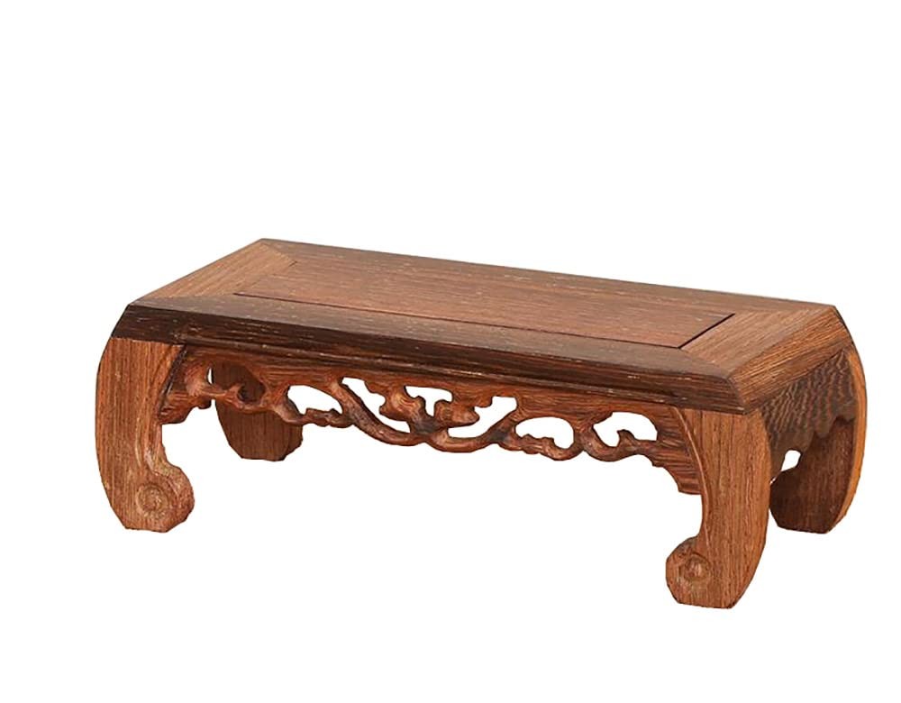 Oriental Furniture Chicken Wing Wood Base Rectangle Solid Carving Pedestal St…
