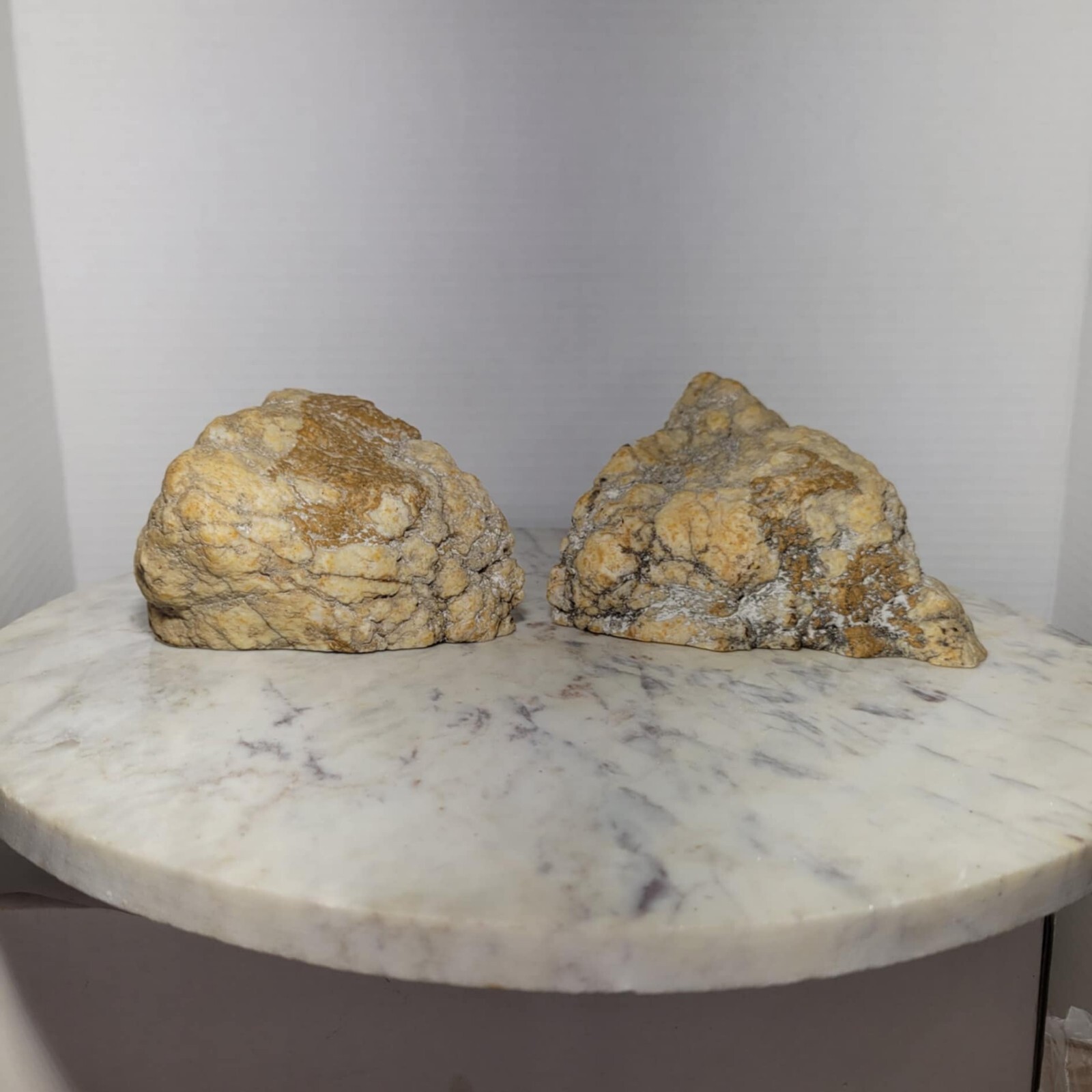 Large Open Geode Machine Cut Perfect Bookends Heavy Shades Of White And Brown