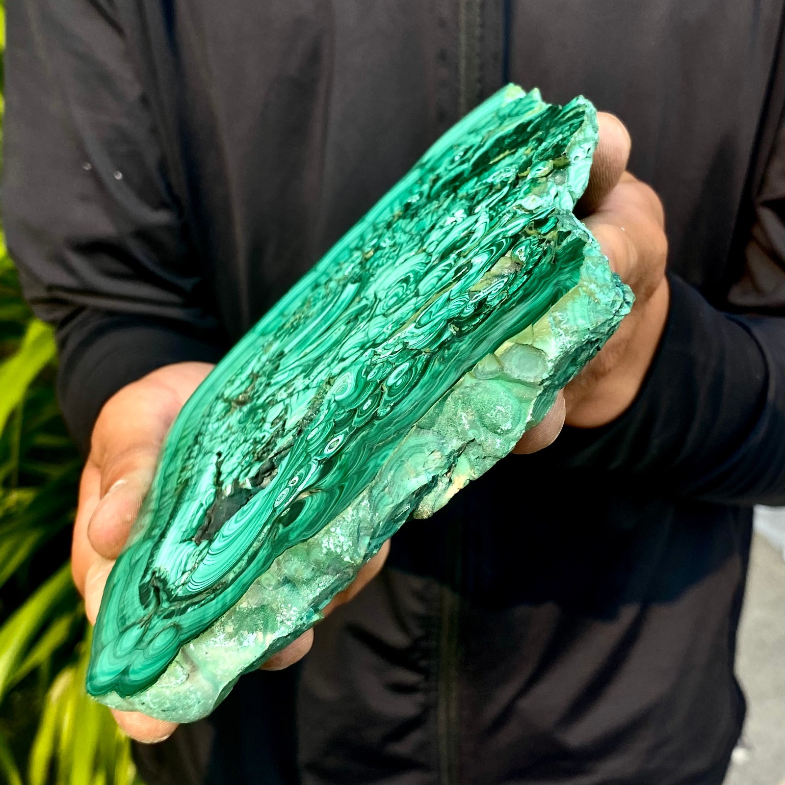 1.58LB Natural Green Malachite Crystal Flaky Pattern Ore Specimen Quartz Healing