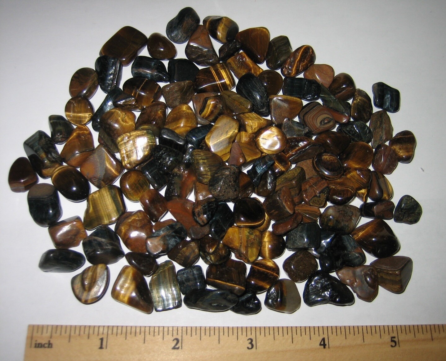122 TUMBLED POLISHED SMALL NATURAL 0.2″- 0.6″ TIGER EYE STONES ~ 200.4grams *A