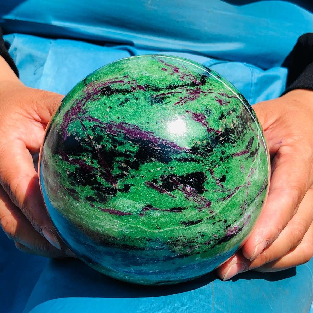 5.67 LB Large Natural Ruby Zoisite Sphere Crystal Healing Stone Specimen 5158