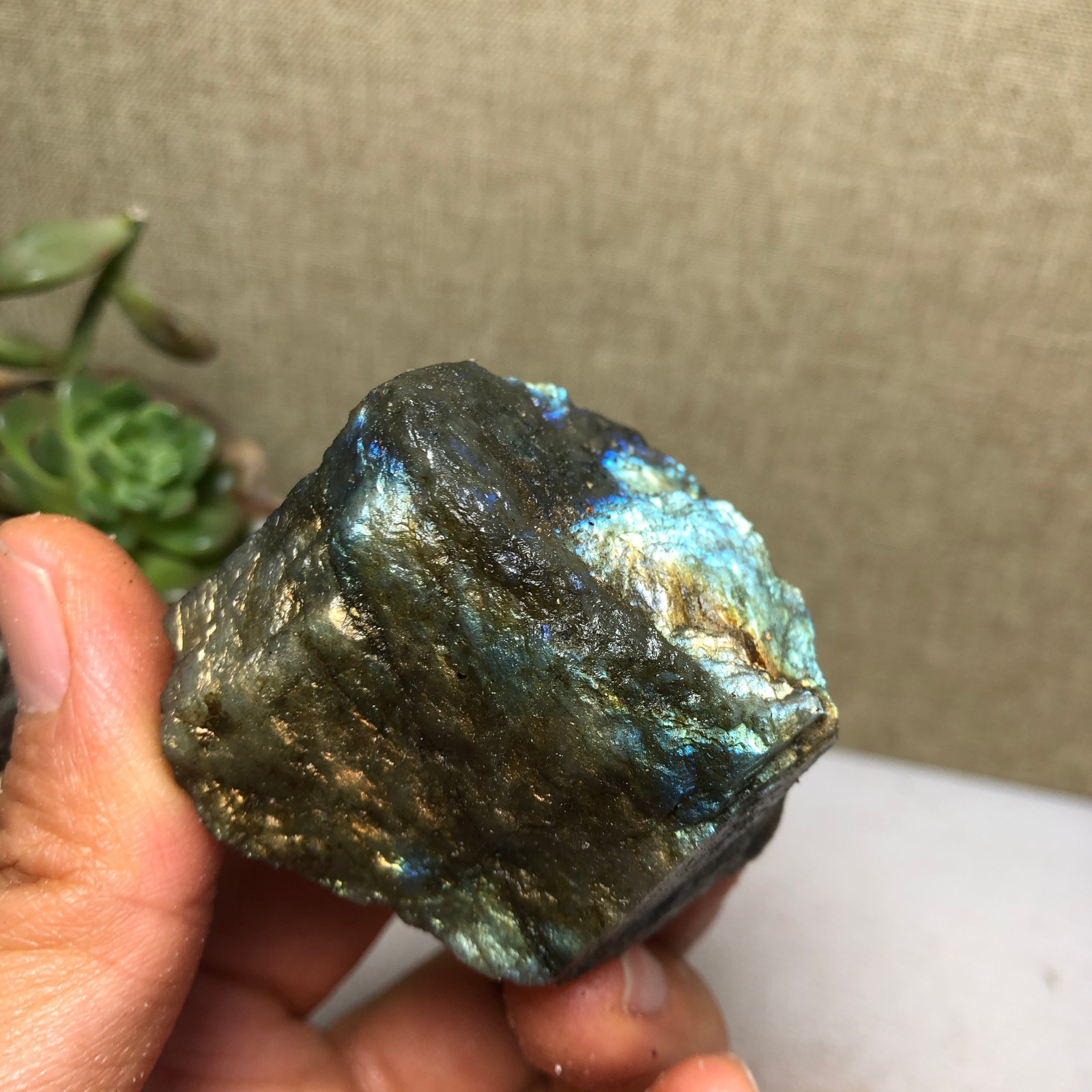 41mm Natural Labradorite Crystal gemstone rough original Specimen 90g A4218