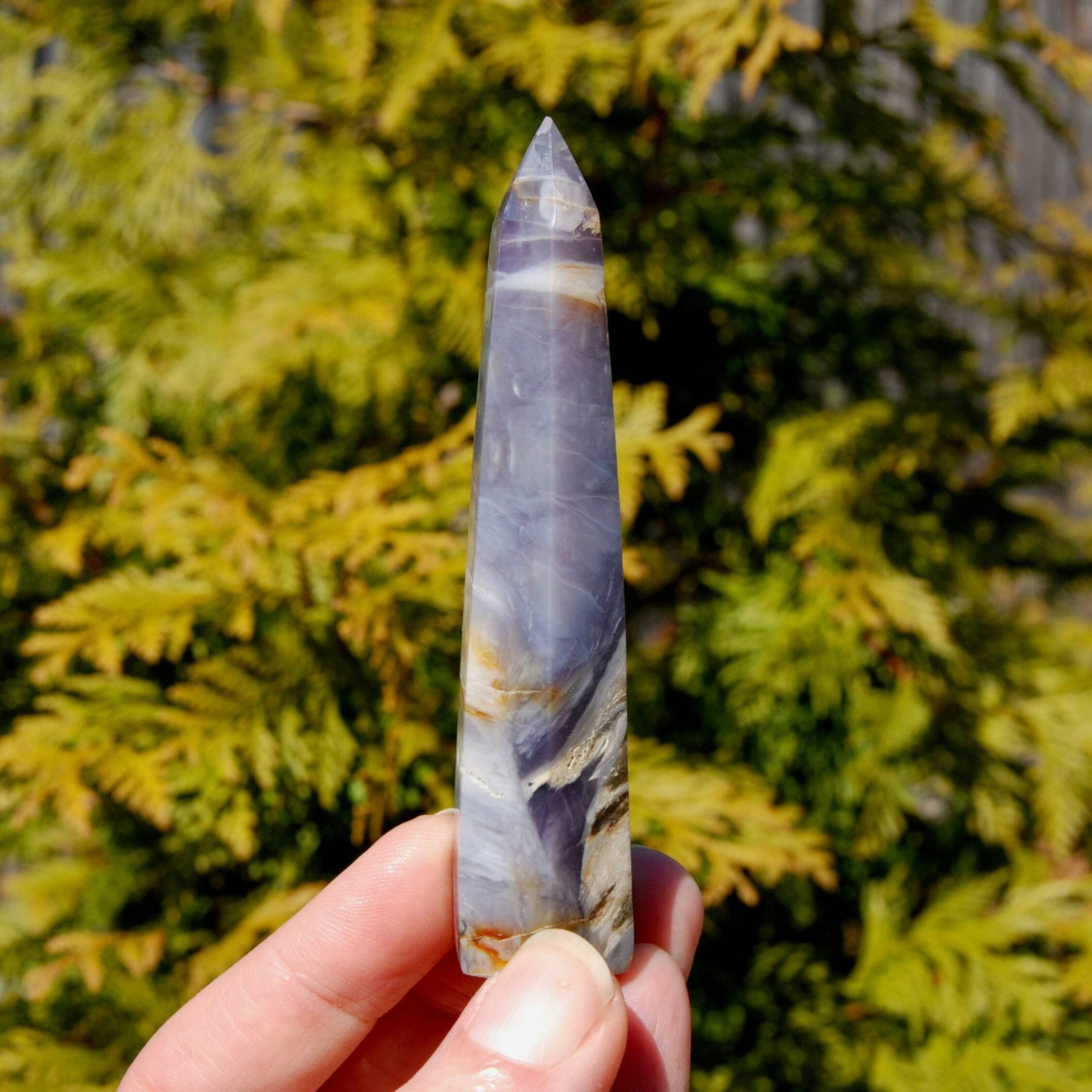3.75in 58g Purple Chalcedony Crystal Tower, Violet Agate, Indonesia