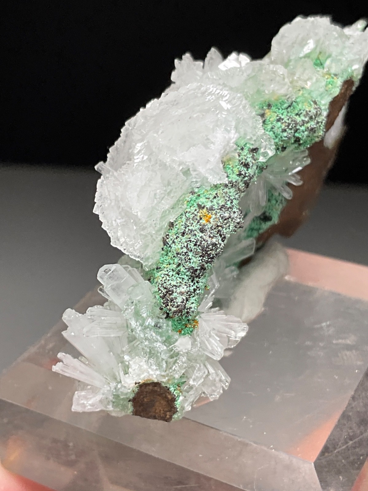 FINE COMBO! CALCITE, HEMIMORPHITE & CONICHALCITE FROM OJUELA MINE, MEXICO
