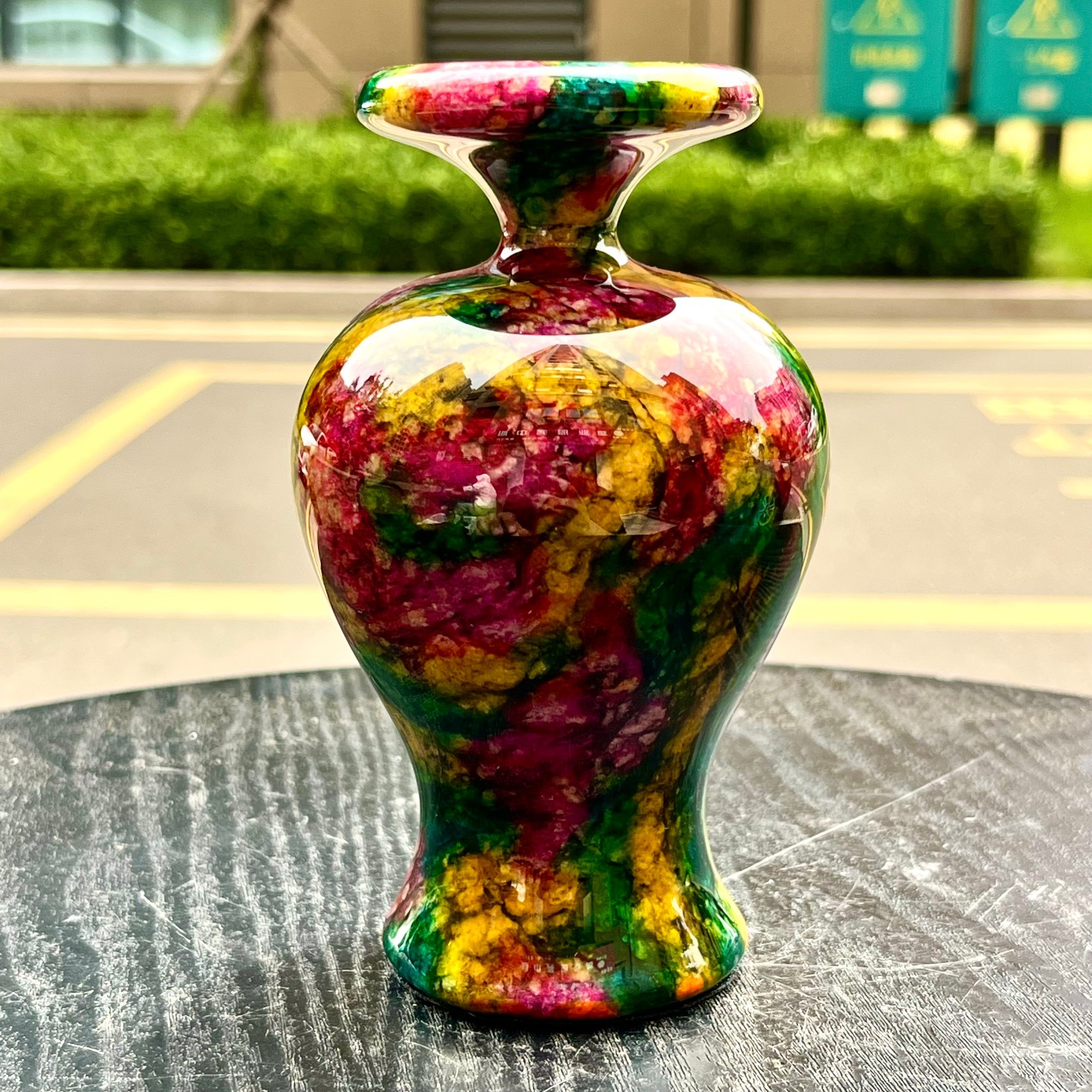 1.98LB Natural “Seven Colors Jade” vase specimen -Taiwan China