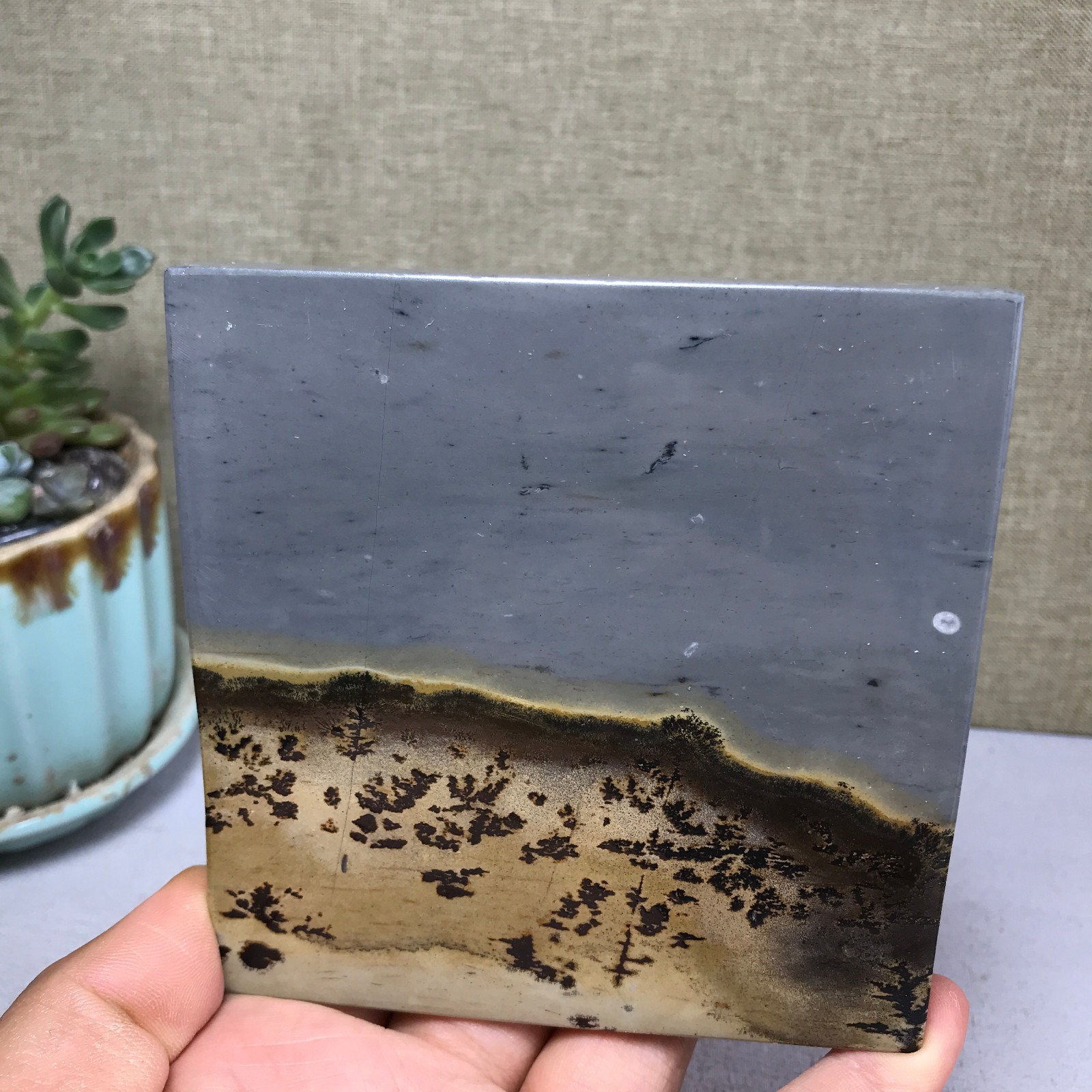 Natural Chinese painting stone crystal ornaments for home decoration 202g A5361
