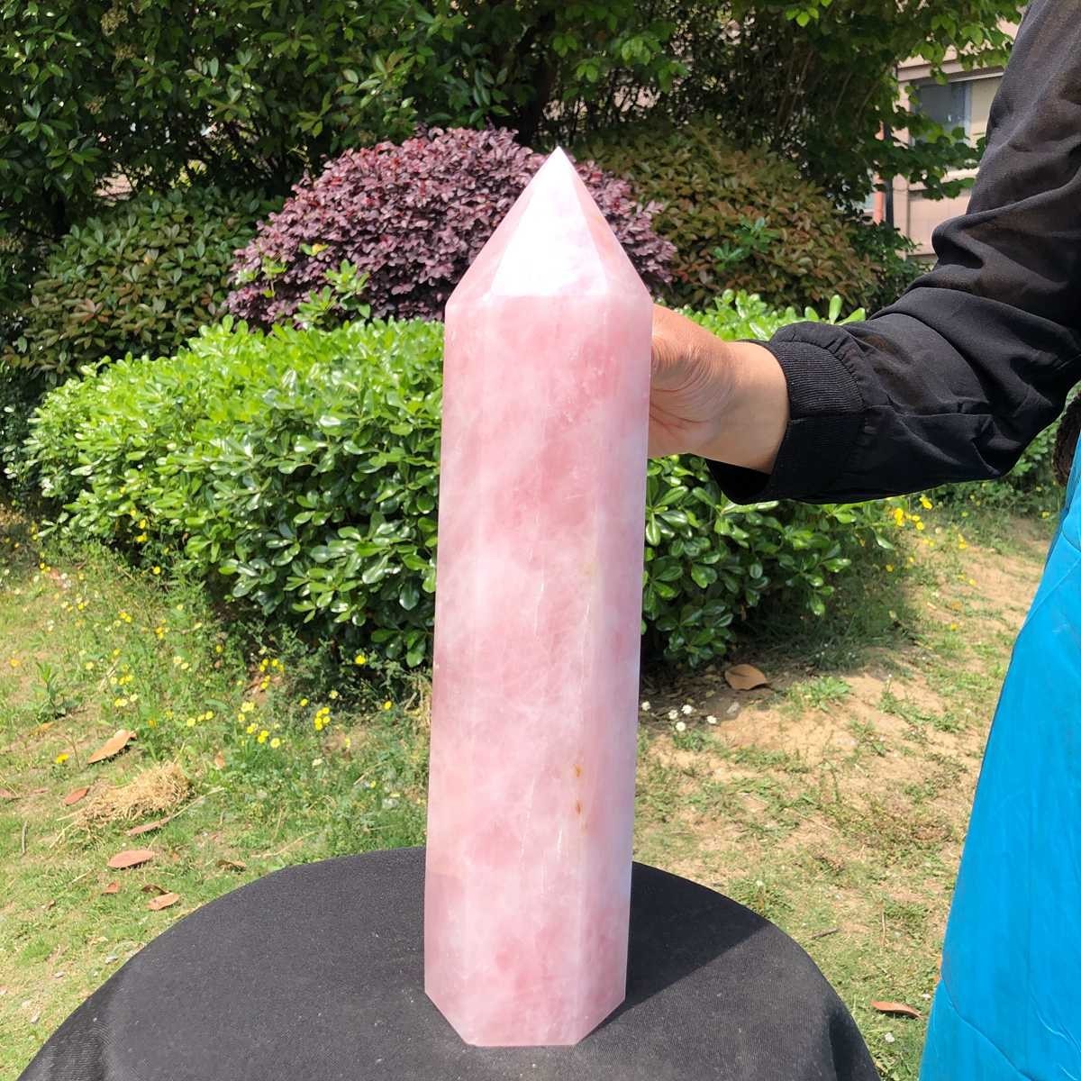 9.19LB Natural rose quartz obelisk pink crystal tower point healing decor