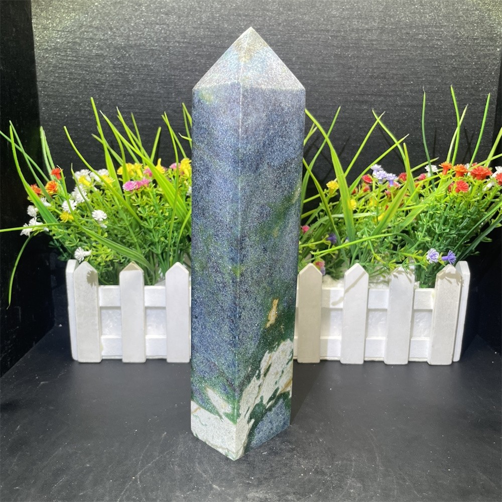 2.6LB 8.8″ Natural Ruby In Fuchsite Obelisk Tower Crystal Reiki Gift UV Heal