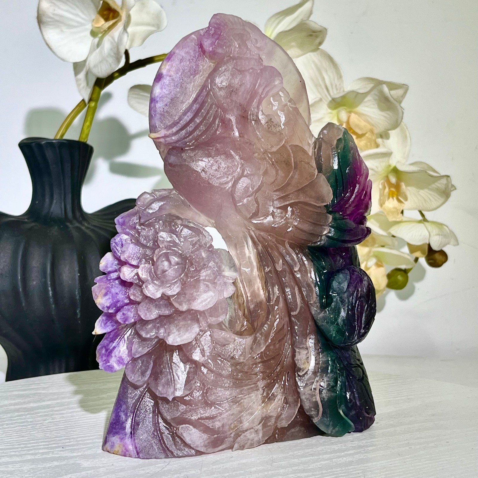 4.71LB Natural fluorite quartz products, hand carved and polished spiritual orn