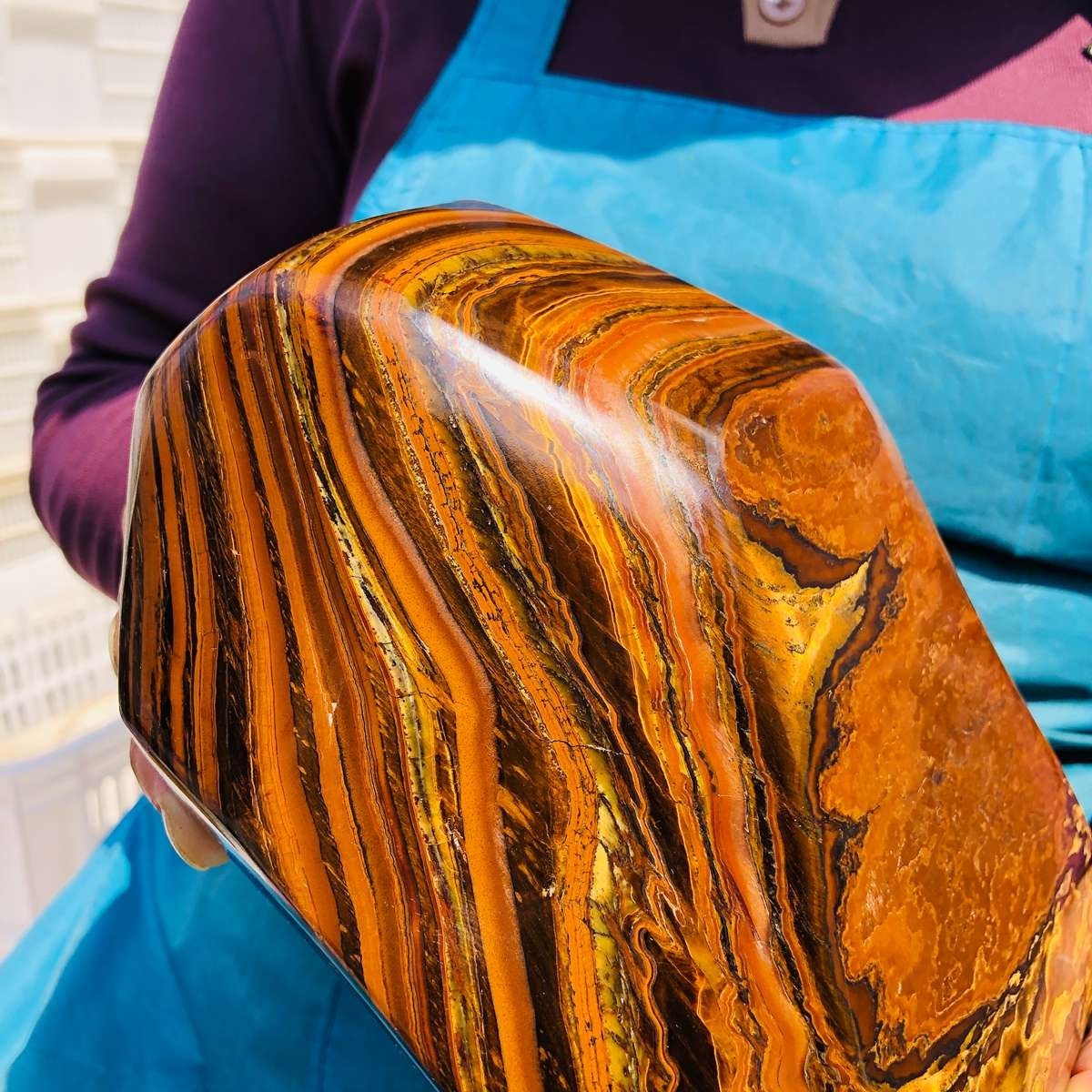 3660G Large Natural Tiger’s Eye Quartz Crystal Rough Mineral Specimen MH5339